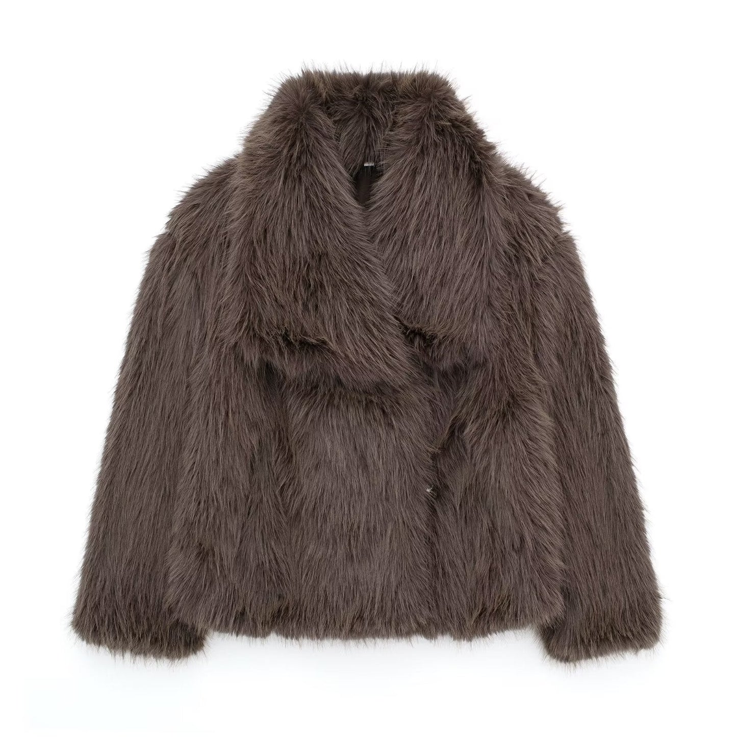 Winter Plush Coat Fashion Warm Thicken Fluffy Lapel Jacket Outwear Casual Long Sleeve Tops Womens Clothing Miccelli Luxe