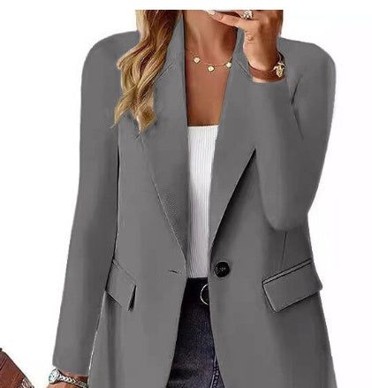Ins Lapel Button Jacket Fashion Commuter Casual Suit Jacket Women's Long-sleeved Tops Outwear Clothing Miccelli Luxe