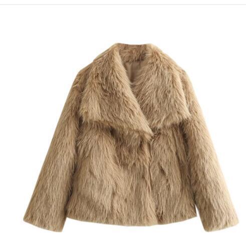 Winter Plush Coat Fashion Warm Thicken Fluffy Lapel Jacket Outwear Casual Long Sleeve Tops Womens Clothing Miccelli Luxe