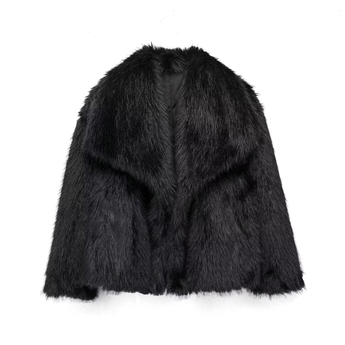 Winter Plush Coat Fashion Warm Thicken Fluffy Lapel Jacket Outwear Casual Long Sleeve Tops Womens Clothing Miccelli Luxe