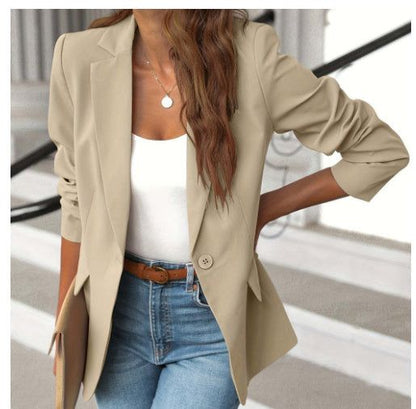 Ins Lapel Button Jacket Fashion Commuter Casual Suit Jacket Women's Long-sleeved Tops Outwear Clothing Miccelli Luxe