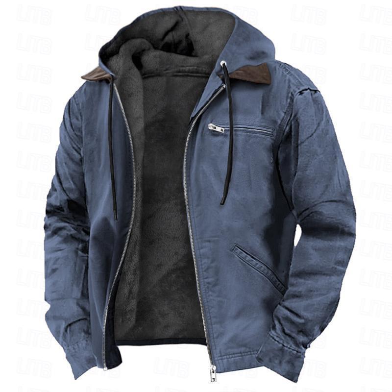 Winter Hooded Coat With Pockets – Men’s Warm Fleece Jacket Miccelli Luxe