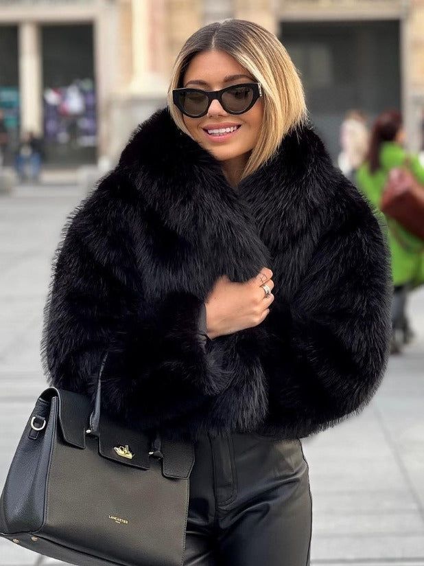Winter Plush Coat Fashion Warm Thicken Fluffy Lapel Jacket Outwear Casual Long Sleeve Tops Womens Clothing Miccelli Luxe