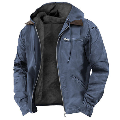 Winter Hooded Coat With Pockets Fashion Warm Fleece Zip-up Jacket Casual Outwear Men's Clothing Miccelli Luxe