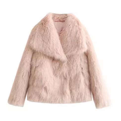 Winter Plush Coat Fashion Warm Thicken Fluffy Lapel Jacket Outwear Casual Long Sleeve Tops Womens Clothing Miccelli Luxe