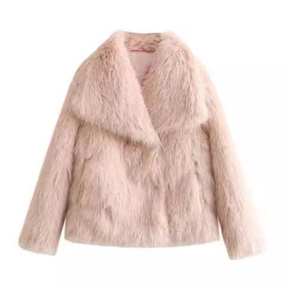 Winter Plush Coat Fashion Warm Thicken Fluffy Lapel Jacket Outwear Casual Long Sleeve Tops Womens Clothing Miccelli Luxe