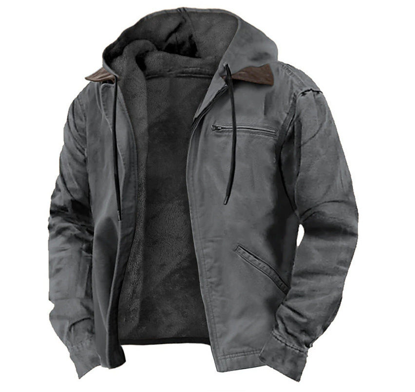 Winter Hooded Coat With Pockets – Men’s Warm Fleece Jacket Miccelli Luxe