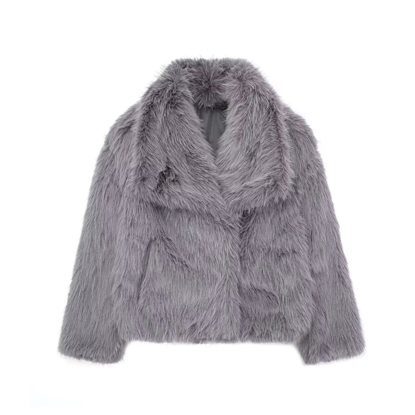 Winter Plush Coat Fashion Warm Thicken Fluffy Lapel Jacket Outwear Casual Long Sleeve Tops Womens Clothing Miccelli Luxe