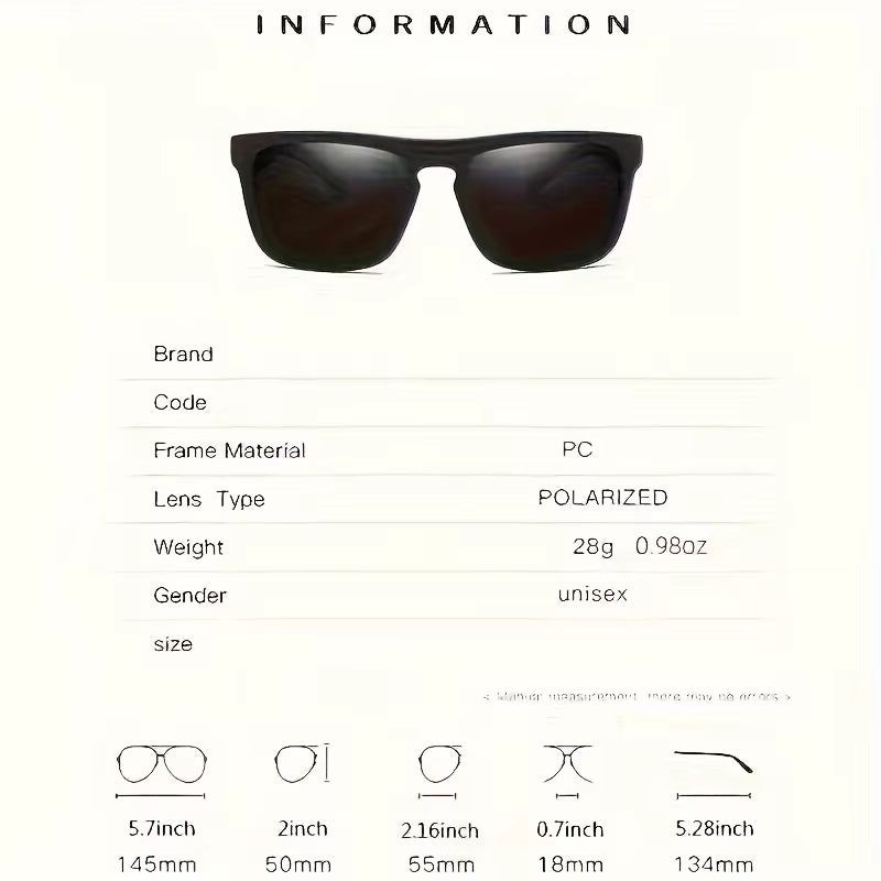 2Pcs Square Polarized Sunglasses anti Glare Sun Shades for Summer Party Vacation Travel Driving Fishing