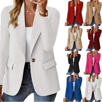 Ins Lapel Button Jacket Fashion Commuter Casual Suit Jacket Women's Long-sleeved Tops Outwear Clothing Miccelli Luxe