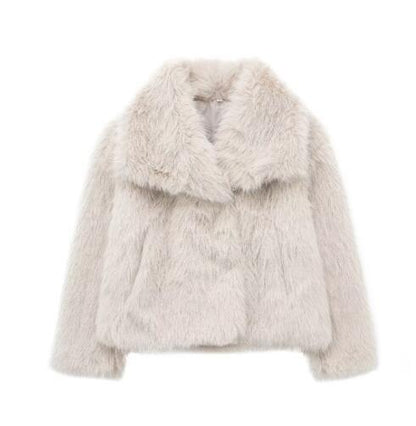 Winter Plush Coat Fashion Warm Thicken Fluffy Lapel Jacket Outwear Casual Long Sleeve Tops Womens Clothing Miccelli Luxe