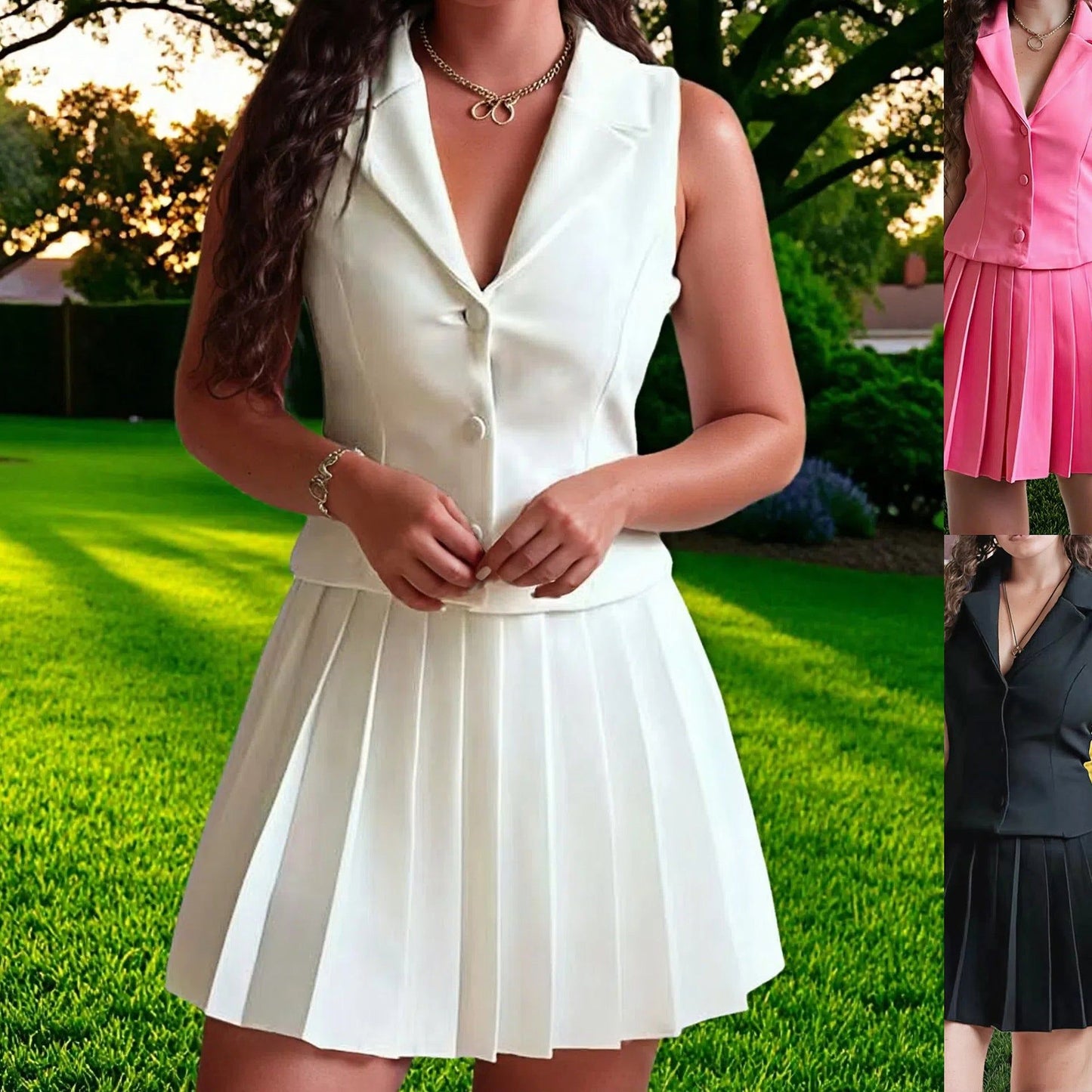 Women's Sleeveless Large Lapel Fashion Casual Set Two-piece Suit Miccelli Luxe